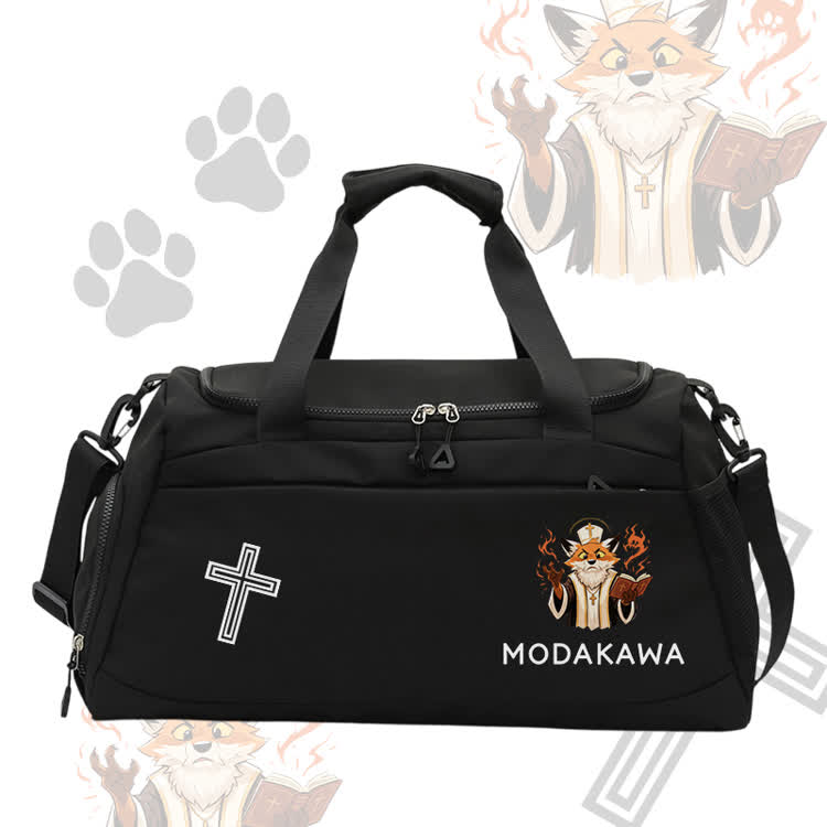 Fox Wizard Graphic Modakawa Large Capacity Sports Gym Duffel Bag - Black - 55*28*26 cm - image 4