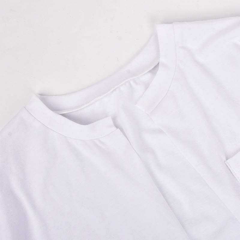Cross Embroidery Pocket Lace Up Crop T-Shirt - image 9