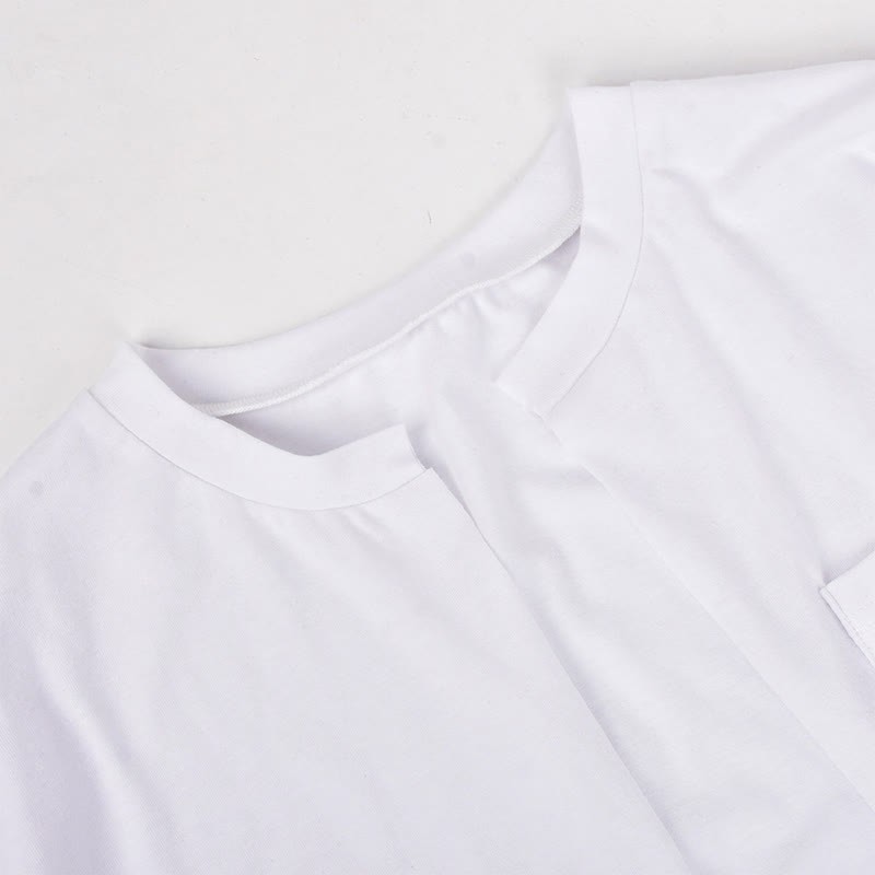 Cross Embroidery Pocket Lace Up Crop T-Shirt - image 9