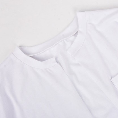 Cross Embroidery Pocket Lace Up Crop T-Shirt - image 9