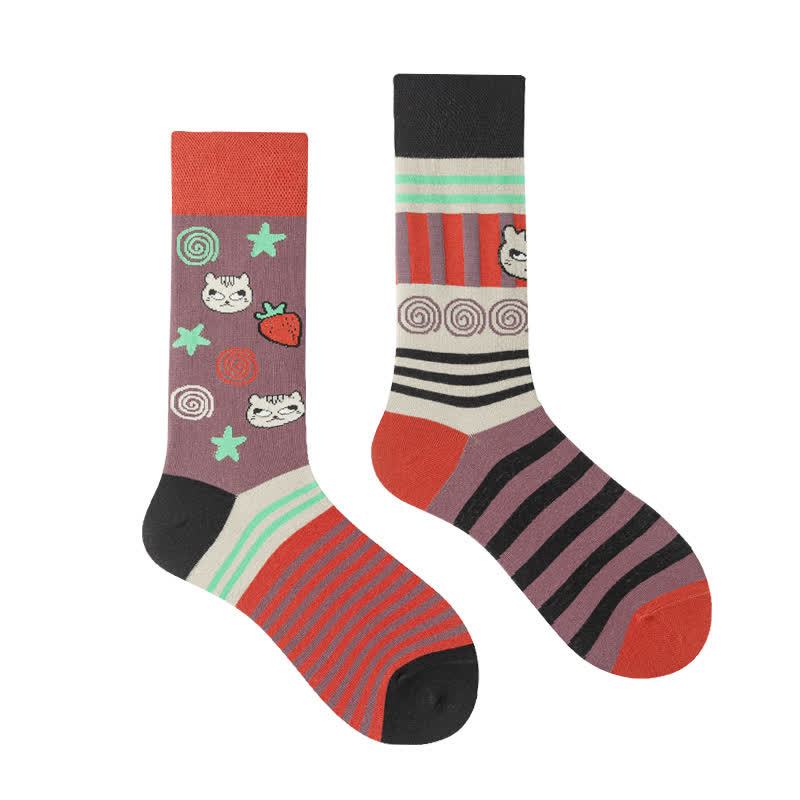 Colorful Asymmetric Printed Mid Calf Socks - image 16