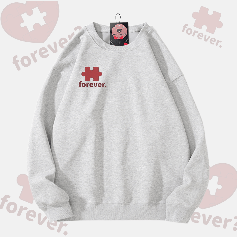 MODAKAWA FOREVER Puzzle Heart Graphic Unisex Sweatshirt - Grey B - 5XL - image 3