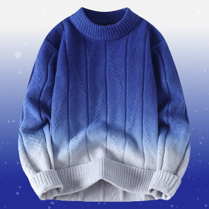 Gradient Knit Sweater Pocket Pants Two Pieces - Blue Sweater - 4XL - image 10