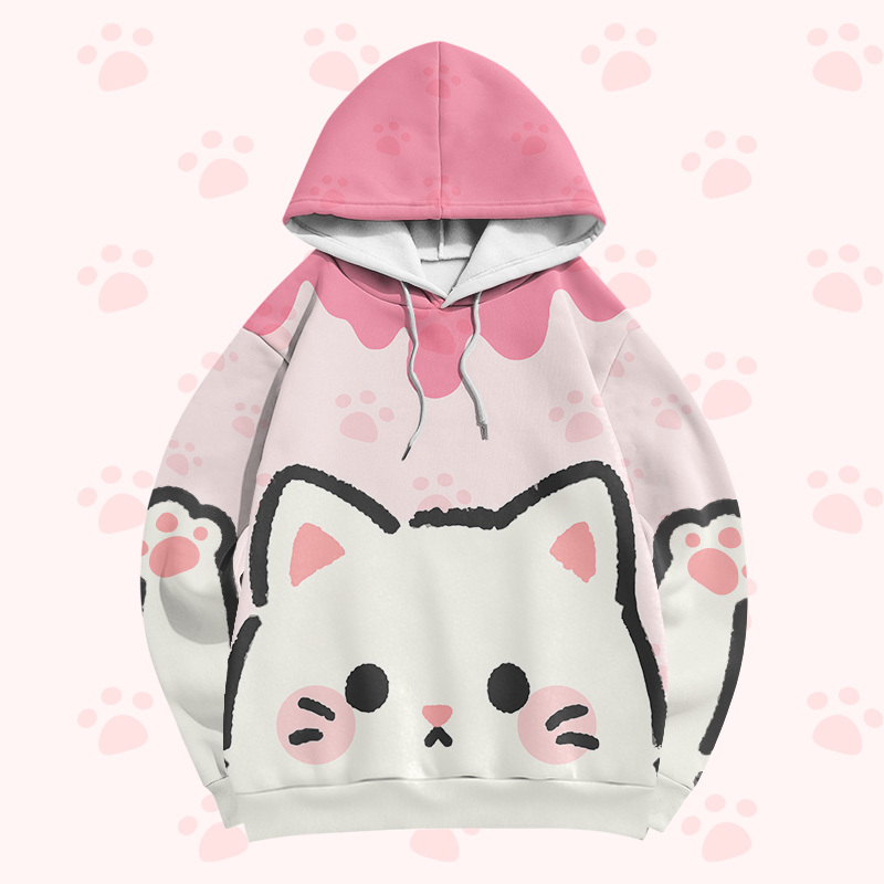 Cat Graphic Modakawa Pullover Hoodie - image 5