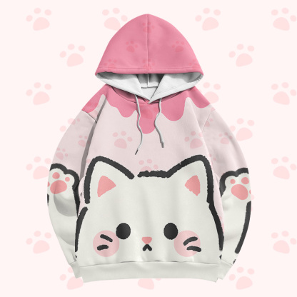 Cat Graphic Modakawa Pullover Hoodie - image 5