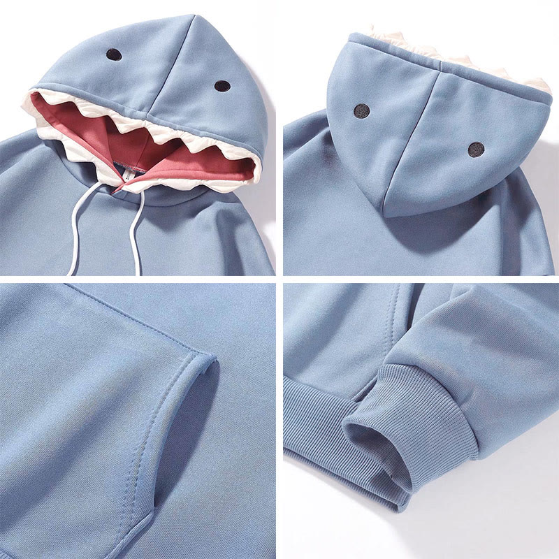 Cartoon Shark Brooch Pocketed Hoodie - image 6