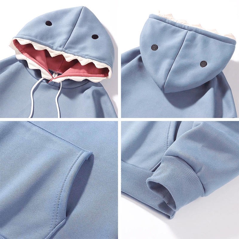 Cartoon Shark Brooch Pocketed Hoodie - image 6