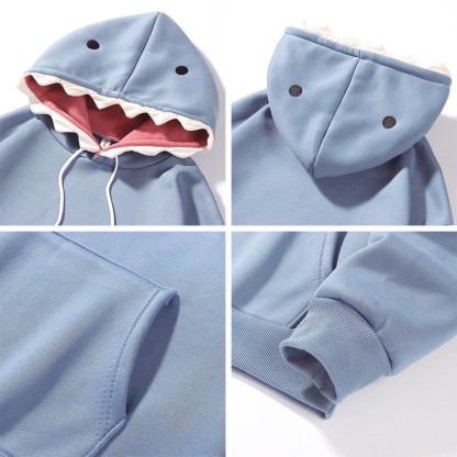 Cartoon Shark Brooch Pocketed Hoodie - image 6