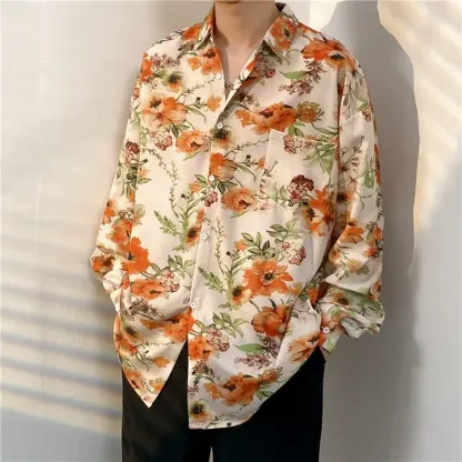 Men's Vintage Print Long Sleeve Button-Up Shirt - Multicolor AI - 3XL - image 36