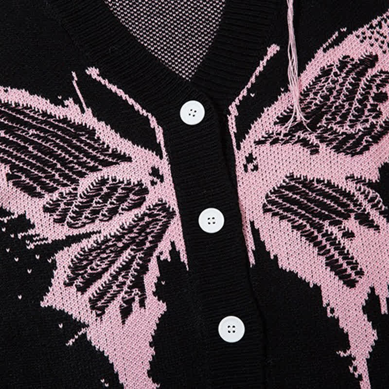 Dark Fashion Butterfly Print Distressed Knit Oversize Sweater  - image 8