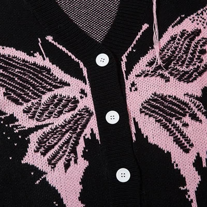 Dark Fashion Butterfly Print Distressed Knit Oversize Sweater  - image 8