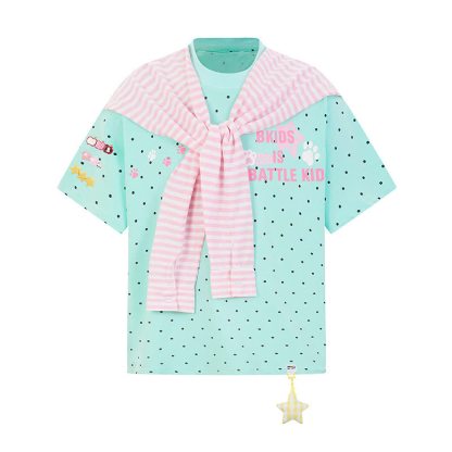  High Quality Durable Press Polka Dot Embroidery T-shirt  Wide Leg Pants Two Pieces Set - Green Top - XL - image 6