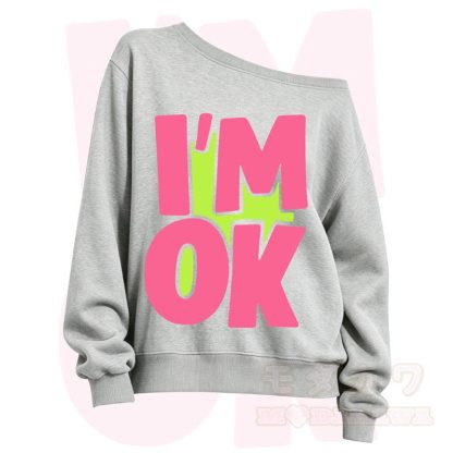 MODAKAWA I'M OK Slant Shoulder Sweatshirt - Grey A - 3XL - image 6
