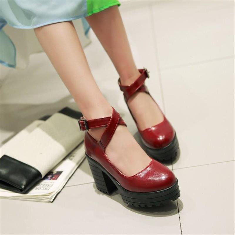Pure Color Platform Mary Janes Shoes - image 7