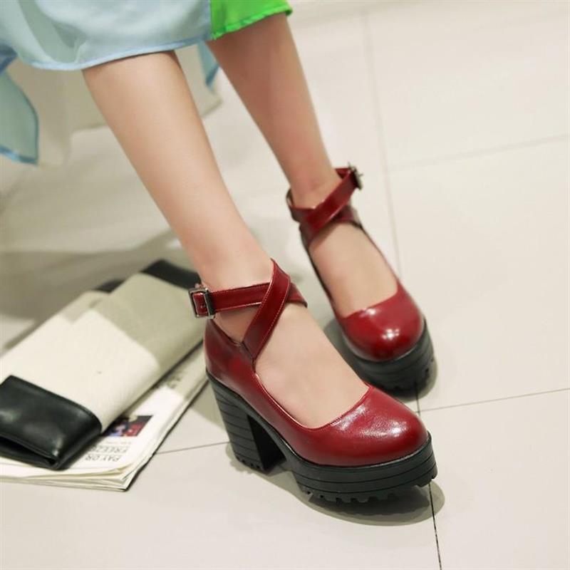 Pure Color Platform Mary Janes Shoes - image 7