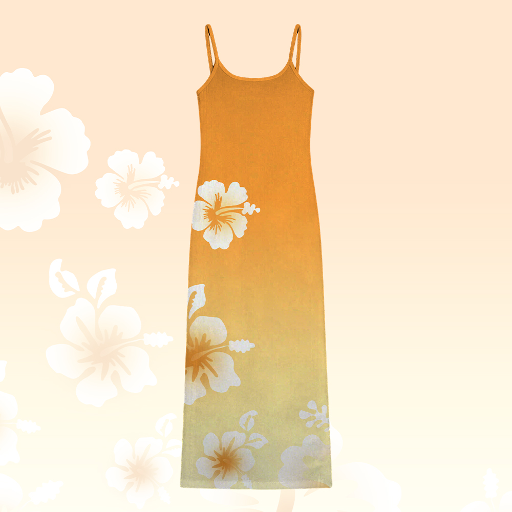 Floral Graphic Modakawa Gradient Slip Dress - Yellow - 5XL - image 4