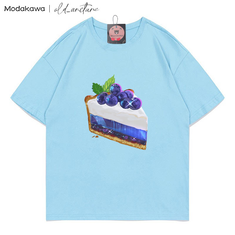 MODAKAWA X  old_arcture Blueberry Cake Letter Print T-shirt - Blue - 5XL - image 3