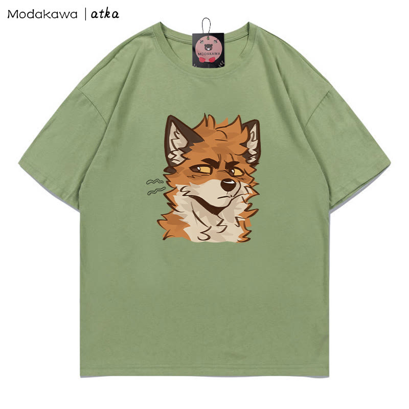 MODAKAWA X atka Cheeky Fox Face Graphic T-shirt - Green - 5XL - image 8