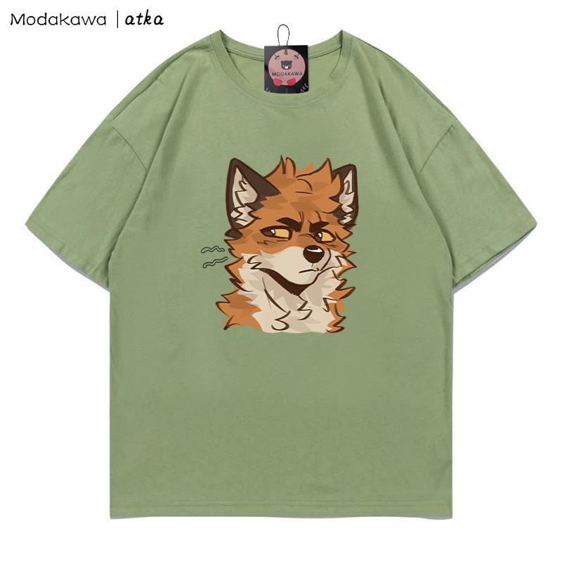 MODAKAWA X atka Cheeky Fox Face Graphic T-shirt - Green - 5XL - image 8