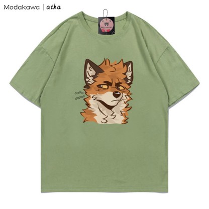 MODAKAWA X atka Cheeky Fox Face Graphic T-shirt - Green - 5XL - image 8
