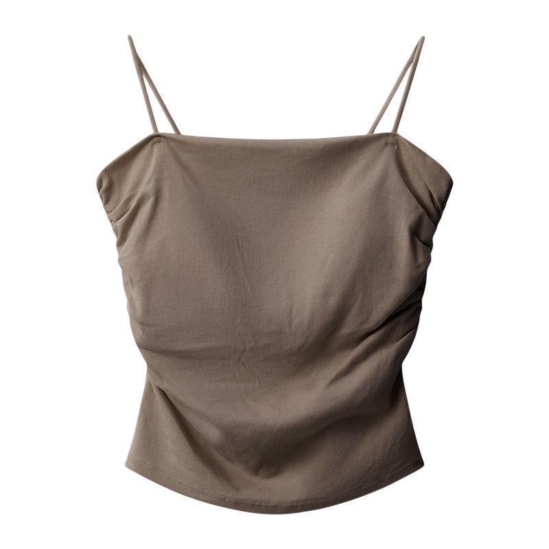 Pure Color Cami Top - Brown - One Size - image 5