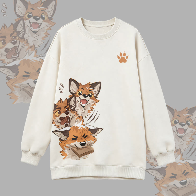 MODAKAWA X atka Funny Fox Graphic Oversized Crewneck Sweatshirt - White - 3XL - image 3