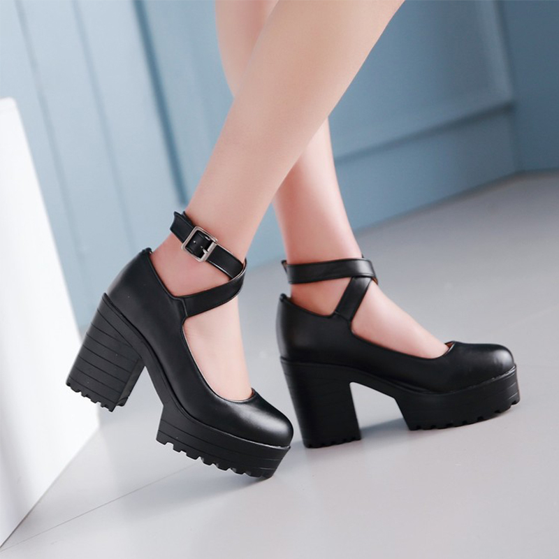 Pure Color Platform Mary Janes Shoes - image 3