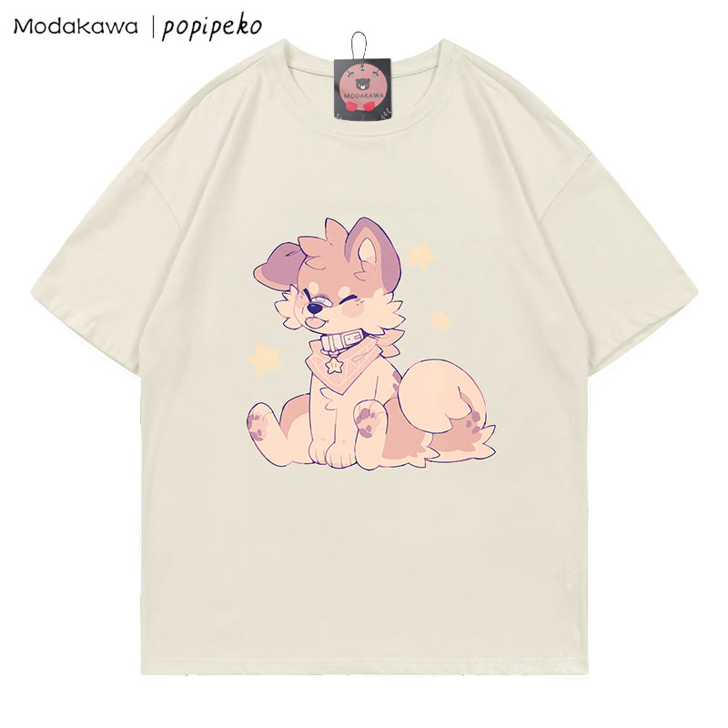 MODAKAWA X popipeko Puppy Print T-shirt - Beige - 5XL - image 2