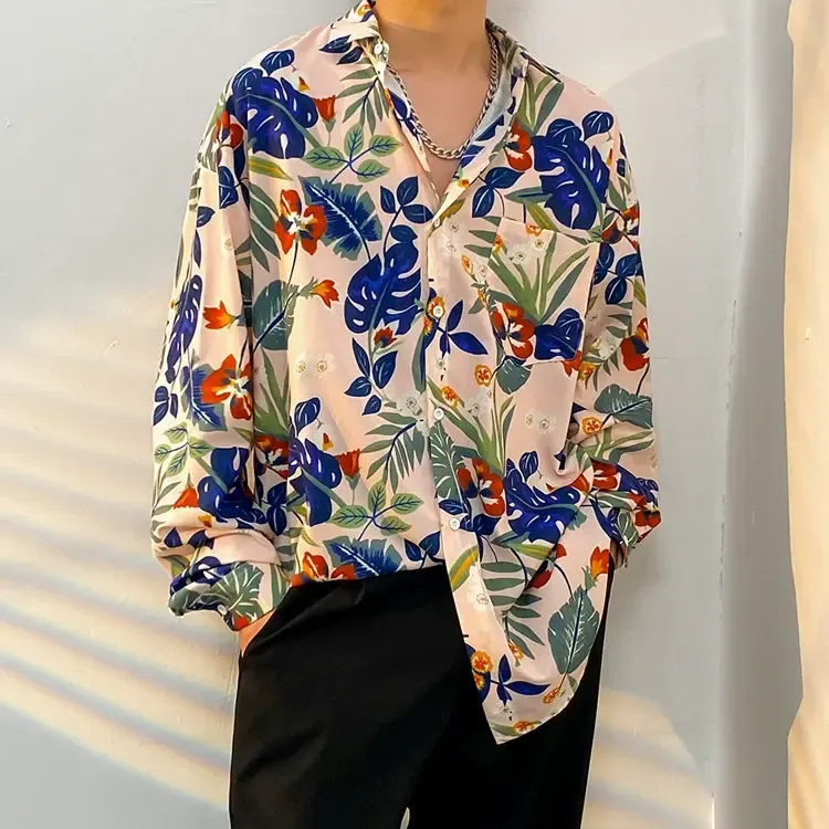 Men's Vintage Print Long Sleeve Button-Up Shirt - Multicolor S - 3XL - image 20