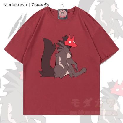 MODAKAWA X TiramisuRat Masked Rat Graphic 100% Cotton T-shirt - Red - 5XL - image 4