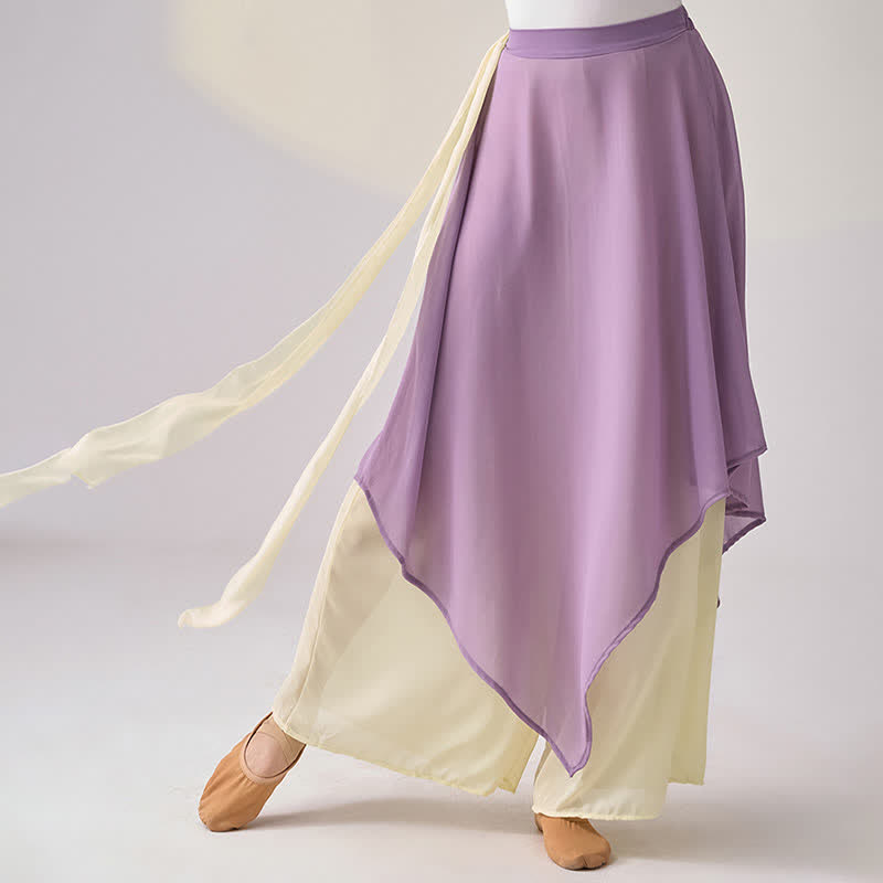 Vintage High Waist Lace Up Flowy Wide Leg Casual Pants - Purple - XL - image 9