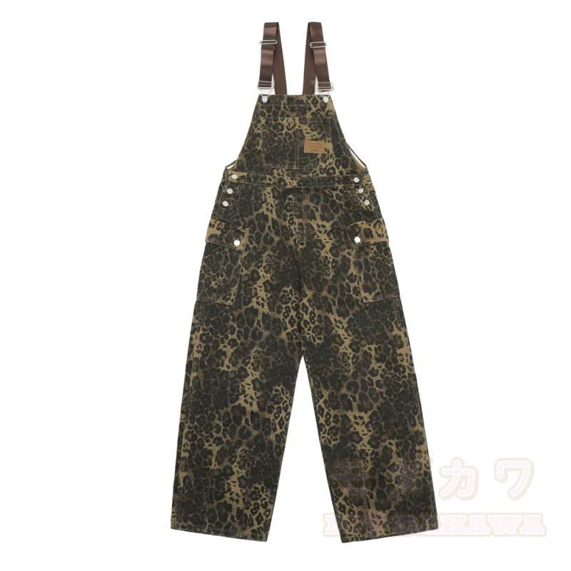 Cool Smoking Cat Print Hoodie Leopard Overalls Two Pieces Set - Overalls - 3XL - image 10