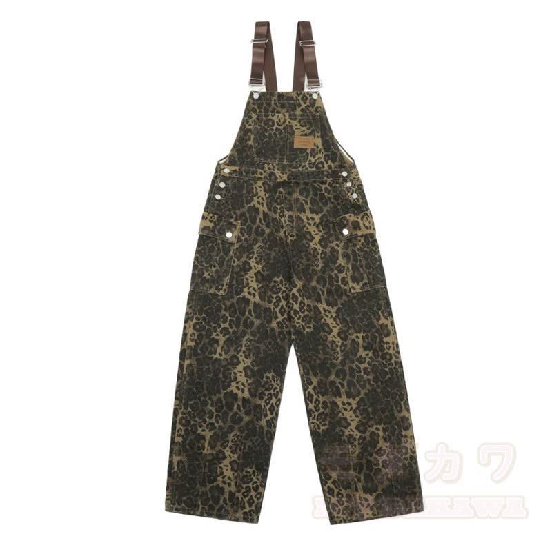 Cool Smoking Cat Print Hoodie Leopard Overalls Two Pieces Set - Overalls - 3XL - image 10