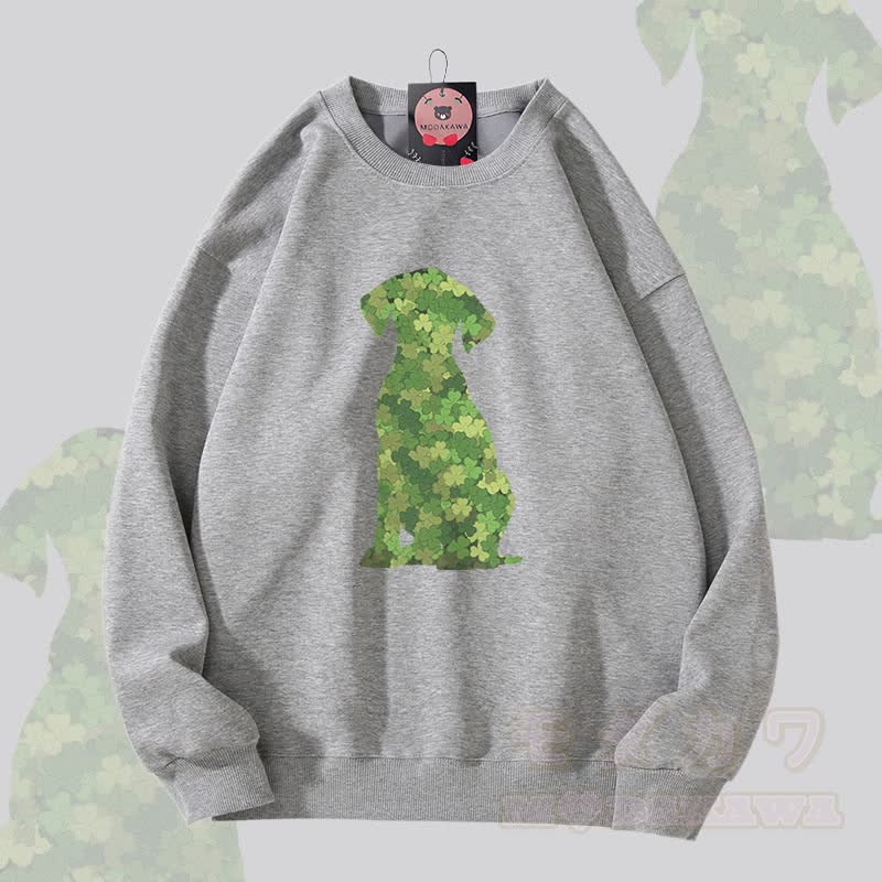 MODAKAWA Clover Dog Graphic Unisex Sweatshirt - Grey - 5XL - image 3