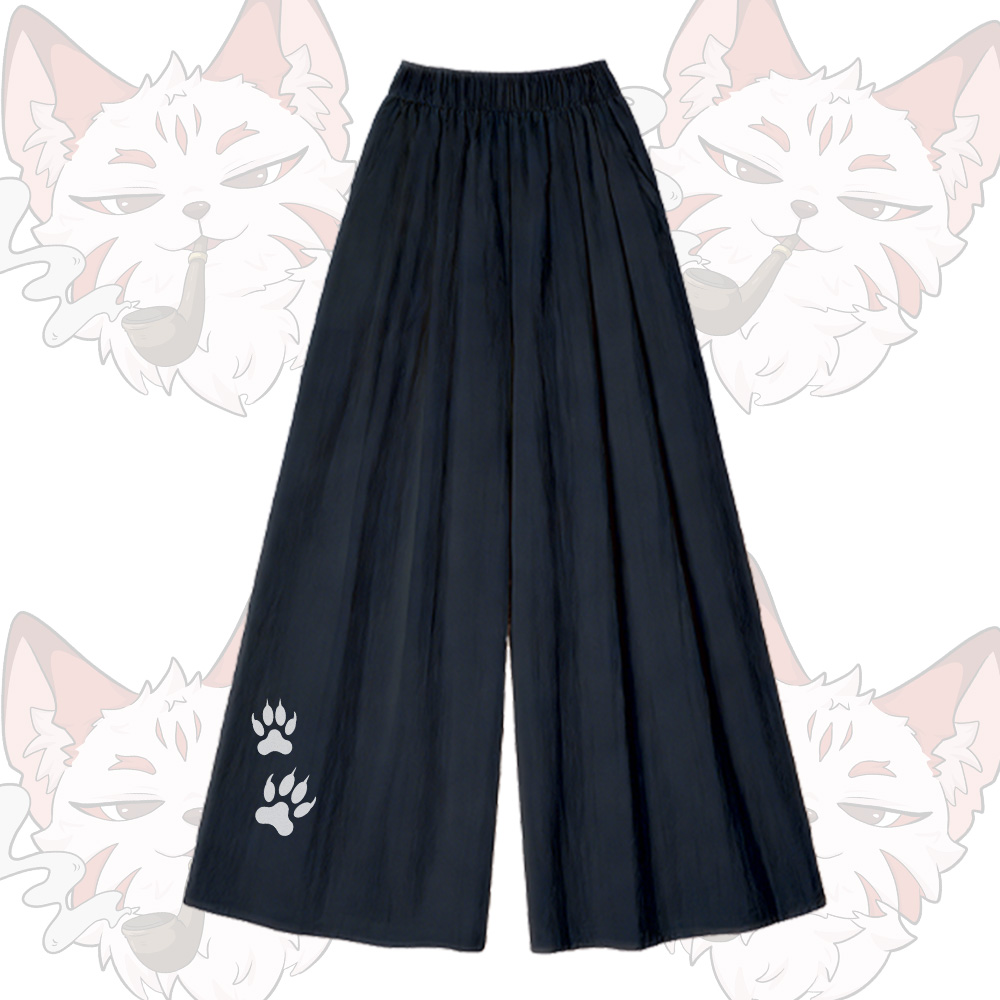 Smoking Fox Graphic U-Neck T-shirt Wide Leg Pants Modakawa Matching Outfit - Black Pants - XL - image 6