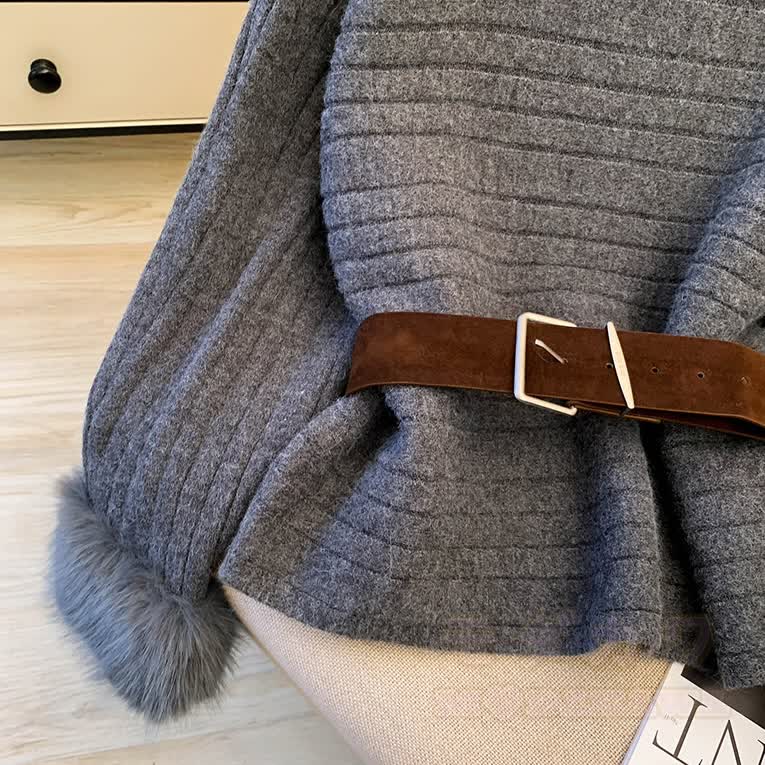 Chic Off Shoulder Fuzzy Sleeve Knit Top - image 4