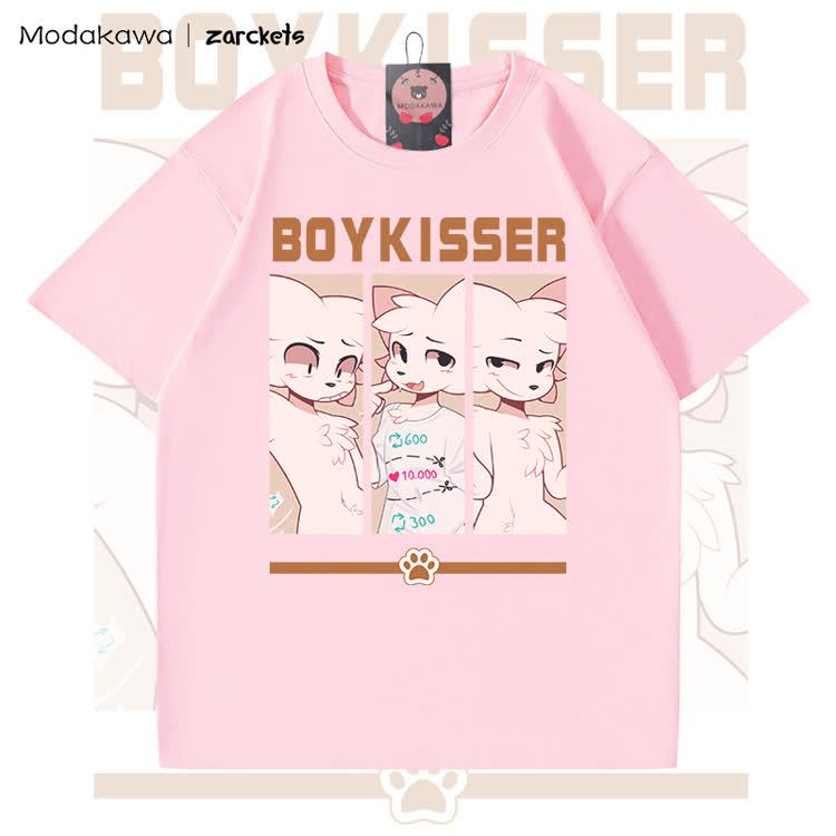 MODAKAWA X zarckets BOYKISSER Anime Cat Character Graphic 100% Cotton T-shirt - Pink - 5XL - image 5