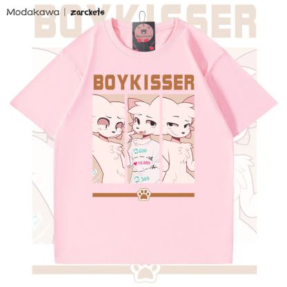MODAKAWA X zarckets BOYKISSER Anime Cat Character Graphic 100% Cotton T-shirt - Pink - 5XL - image 5