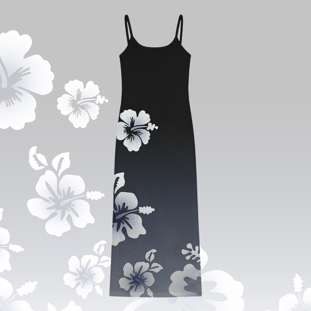 Floral Graphic Modakawa Gradient Slip Dress - Black - 5XL - image 3