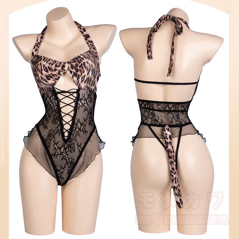 Sexy Leopard Print Bodysuit Lingerie - image 8