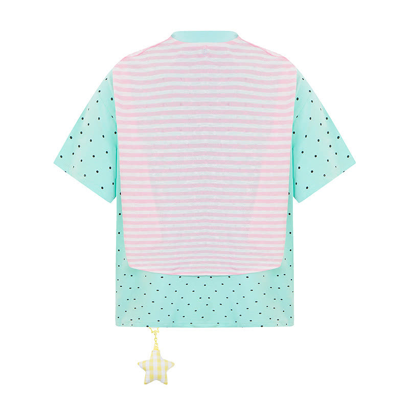  High Quality Durable Press Polka Dot Embroidery T-shirt  Wide Leg Pants Two Pieces Set - image 7