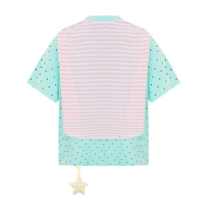  High Quality Durable Press Polka Dot Embroidery T-shirt  Wide Leg Pants Two Pieces Set - image 7