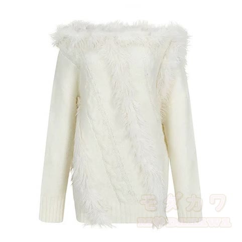 French Off-Shoulder Long Sleeves Knit Sweater - image 8