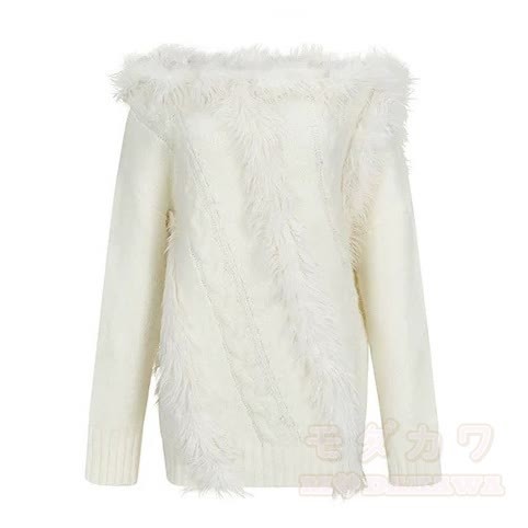 French Off-Shoulder Long Sleeves Knit Sweater - image 8