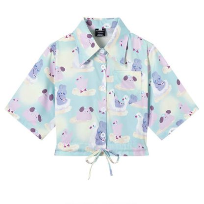 Animal Print Short Sleeve Button-Up Shirt - Multicolor I - L - image 10