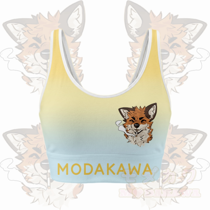 MODAKAWA X atka Smoking Fox Graphic Gradient Sports Bra Top Leggings Matching Outfit - Yellow Top - 5XL - image 4
