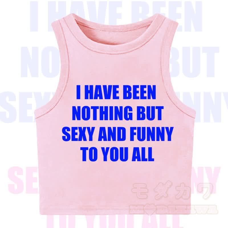 MODAKAWA Letter Print Casual Cropped Tank Top - Light Pink - XL - image 6