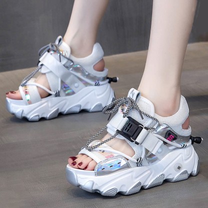 Lace-up Open Toe Platform Sandals - image 5