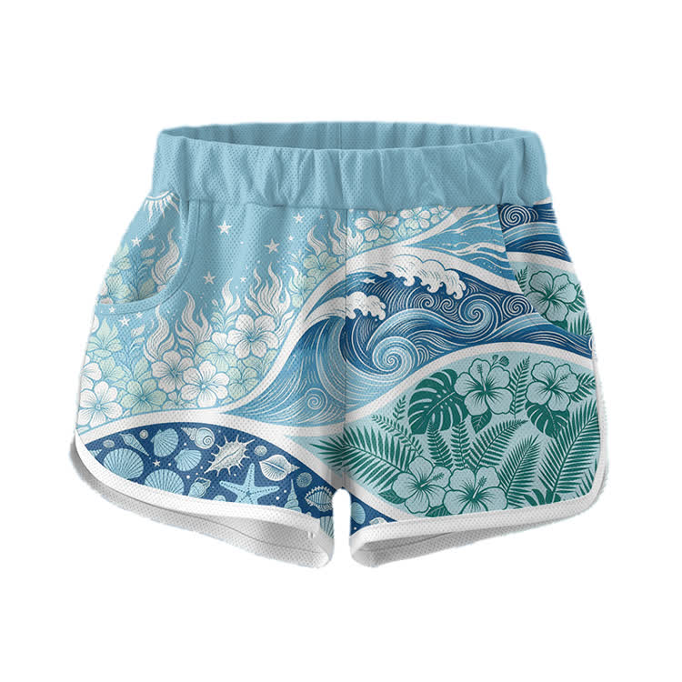 Flower Starfish Graphic Crop Tank Sport Top Shorts Bikini Modakawa Matching Outfit - Shorts - XL - image 3