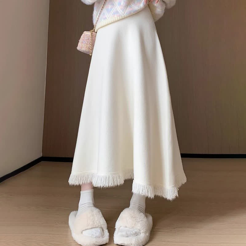 Elegent Gradient Knit Sweater Fringe Hem Skirt Two Pieces Set - Skirt - 4XL - image 7